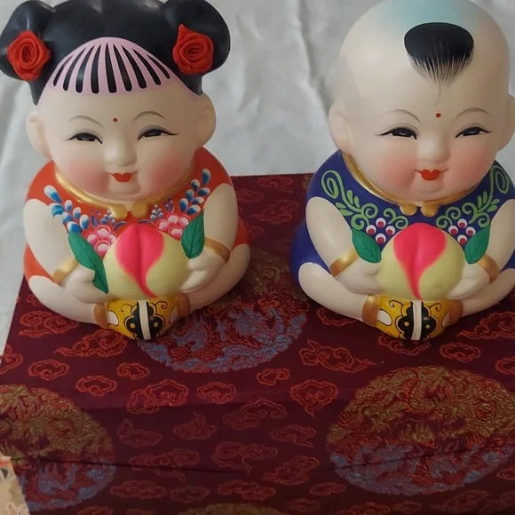 Wexi Hui Shan ( "Da A Fu") Clay Statues Pair - Picture 4 of 11